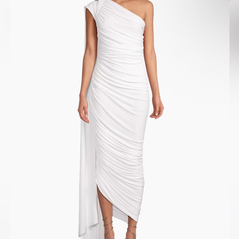 Norma Kamali Diana gown with white capelet. NWT xxs